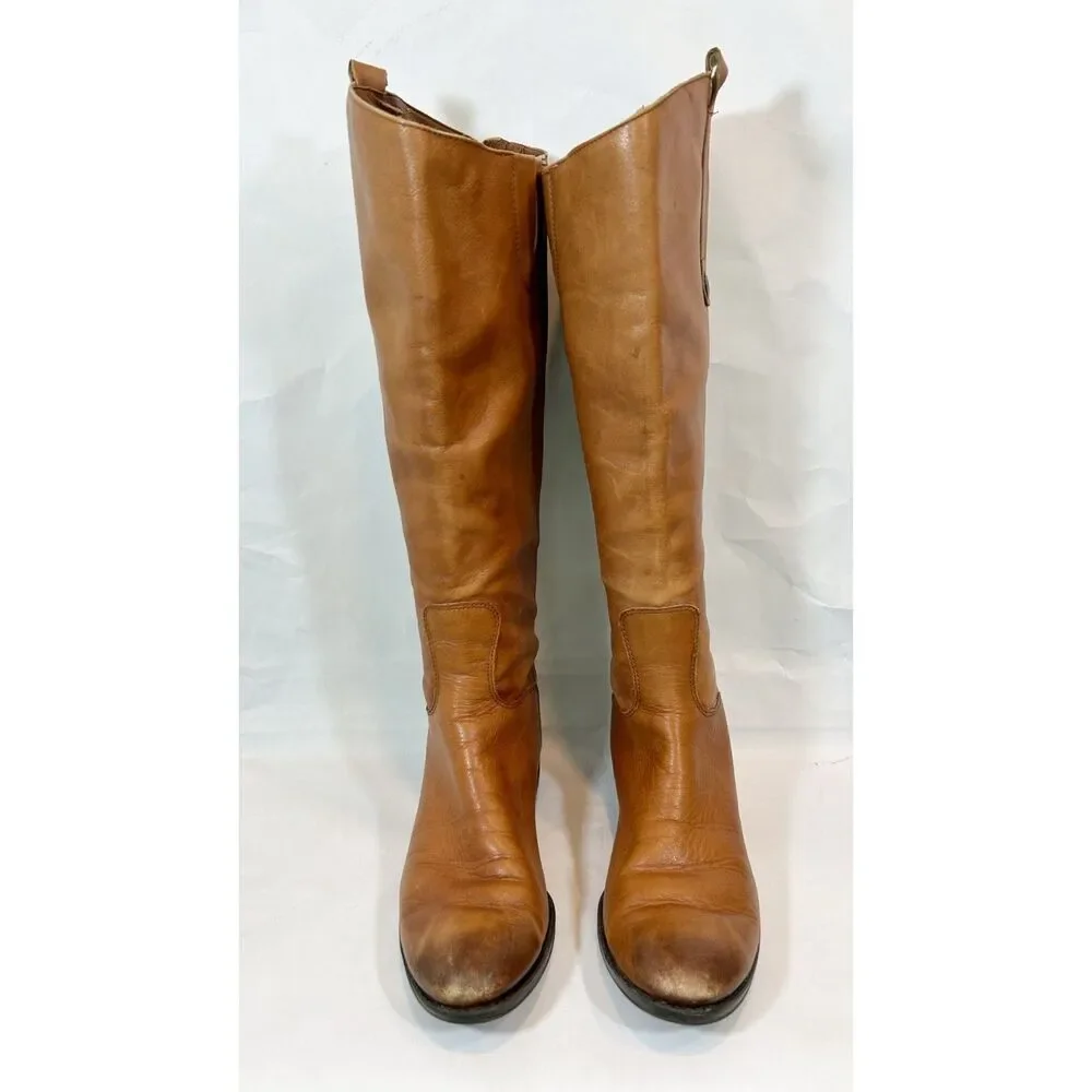 SAM EDELMEN Penny Tall Riding Boots Size 8.5M Whiskey Leather Equestrian BOHO